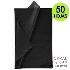 PAPEL SEDA BARRILETE COLOR 50X70 CM -50 HOJAS NEGRO X 1